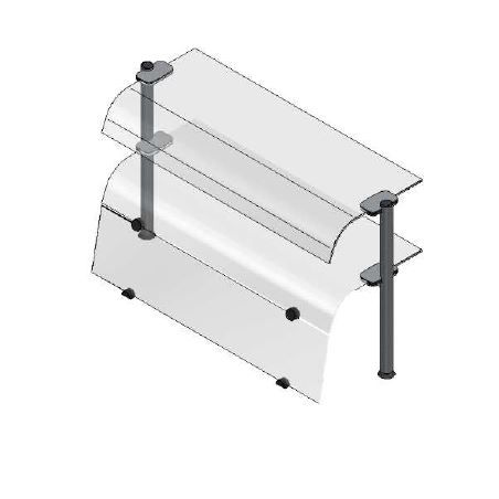 2-geschossiger Oberbau  gewlbtes Glas  Frontschliessung  B 1120 x T 480 x H 655 mm