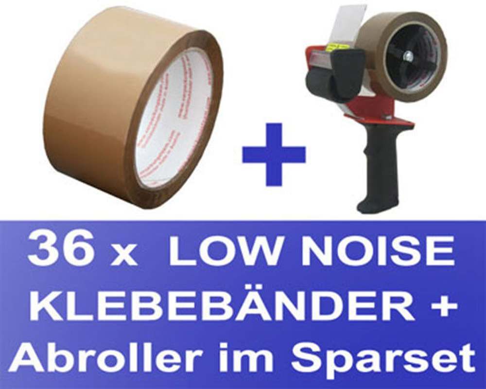 36 Stk- Packband Klebeband OPP-909NN 50mmx66m- Low Noise braun + Abroller