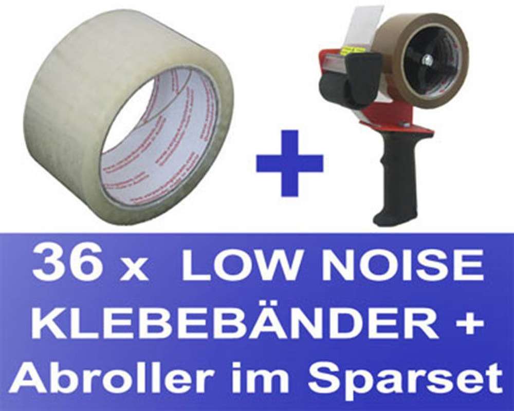 36 Stk- Packband Klebeband OPP-909NN 50mmx66m- Low Noise transparent + Abroller