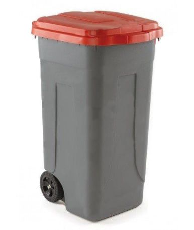 Abfalleimer  rot  grau