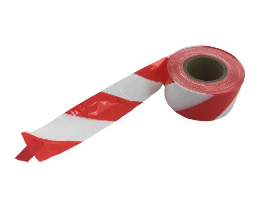 Absperrband rot weiss gestreift- 75mm breit 500 Meter LDPE