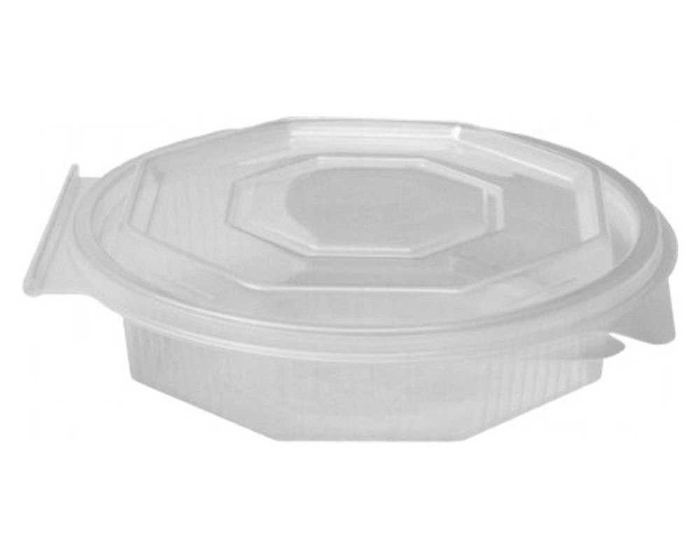 Achteckbecher klar mit angehngtem Deckel 250 ml (PP)- 50 Stk-