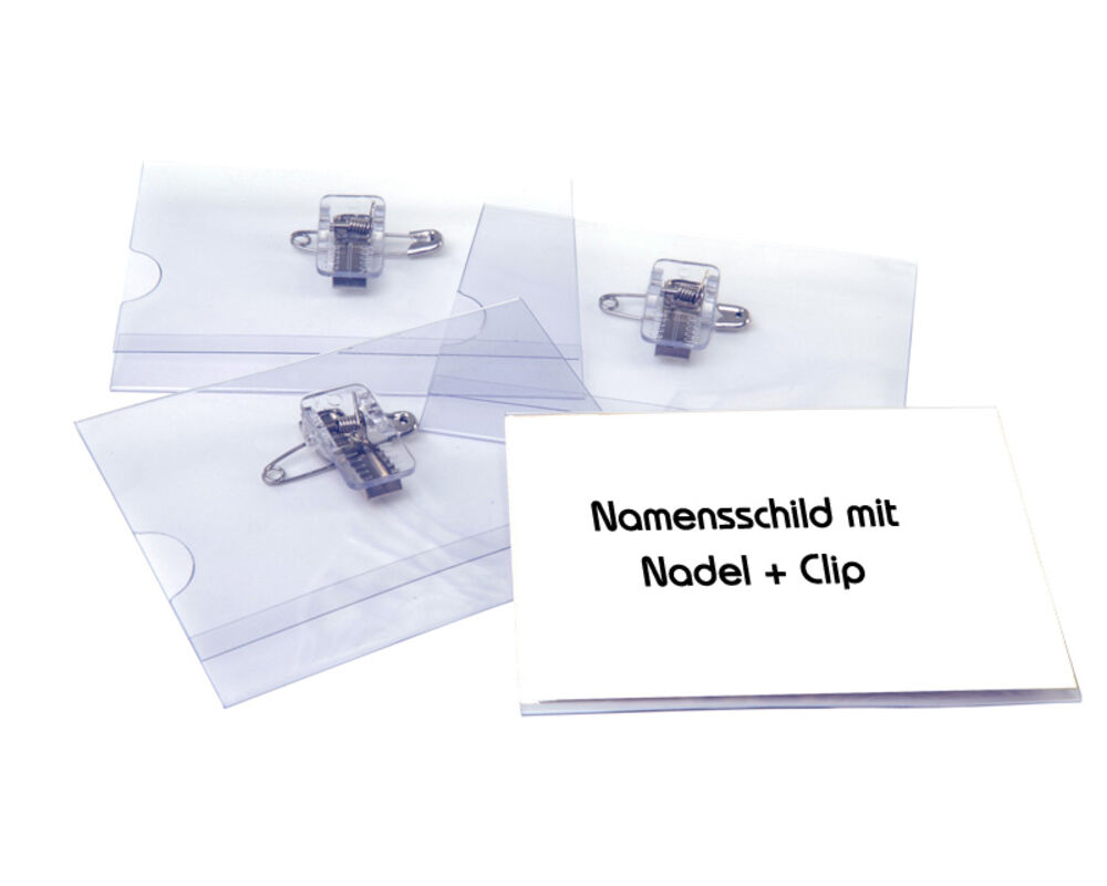 Ausweishalter- Namensschildhalter mit Kombi-Clip + Nadel- 40x75mm- 50 Stk-