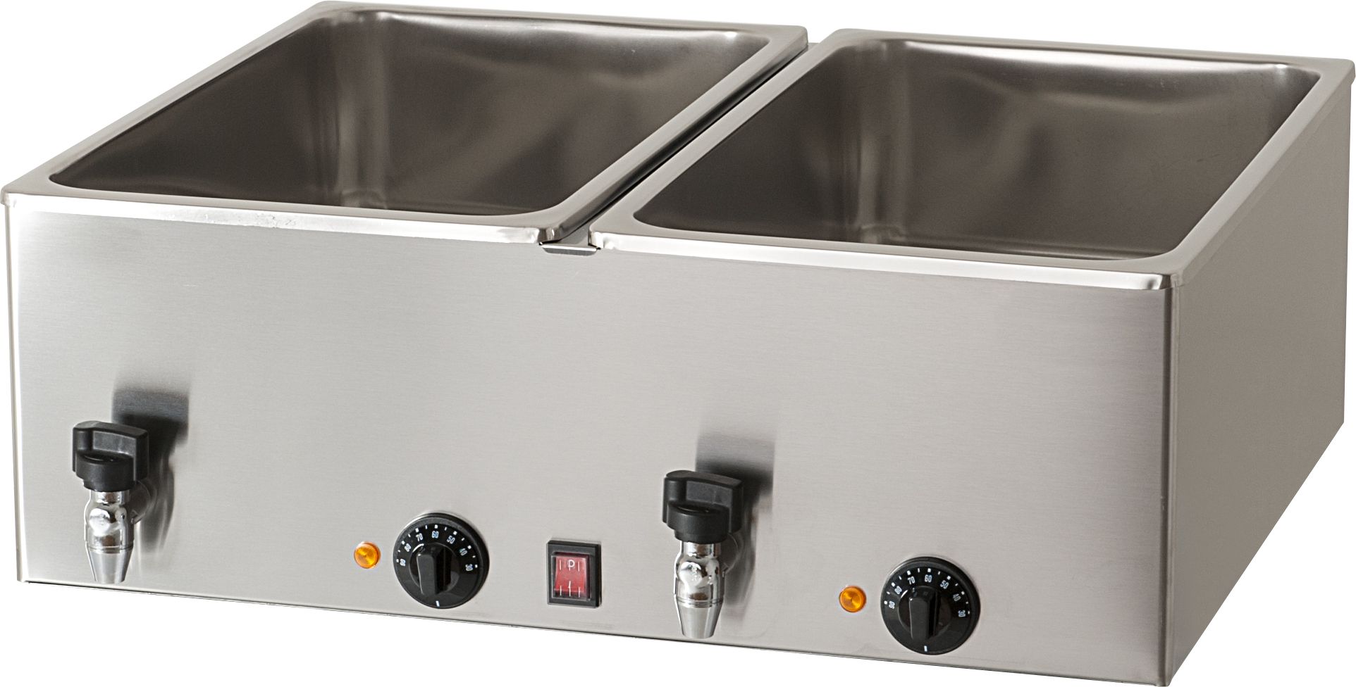 Bain-Marie  Tischgert  Ablasshhne  differenzierte Temperaturen  geeignet fr 2 GN1-1 Behlter  B 690 x H 250 mm