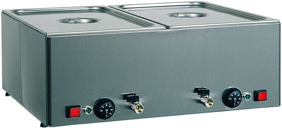 Bain-Marie – Tischgerät – Ablasshahn – differenzierte Temperaturen – geeignet für 2 GN1-1 Behälter – B 660 mm
