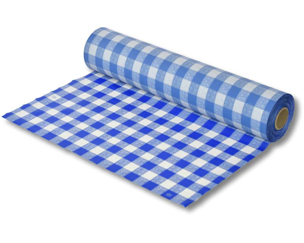 Biertischdecke mit Leinenstruktur blau-weiss- sehr stabil- 0-75 x 100m