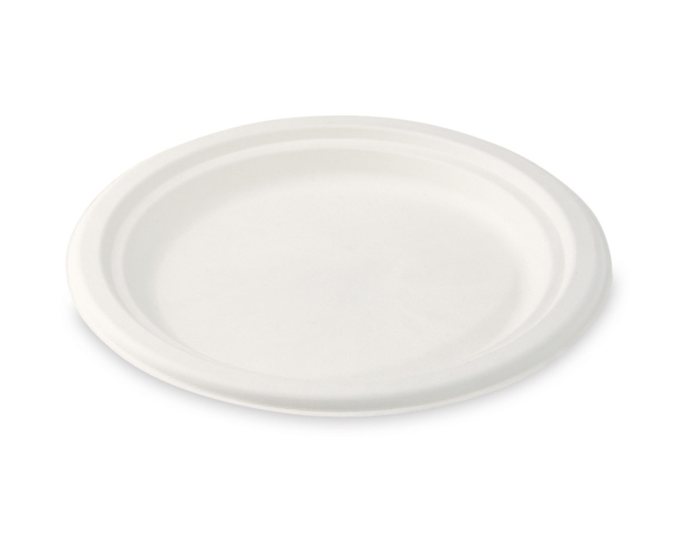 Bio Desserteller Kuchenteller Salatteller rund aus Zuckerrohr O 17-5 cm- 50 Stk-