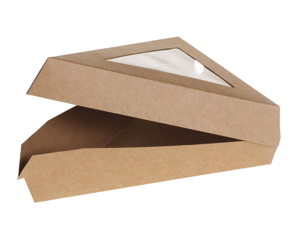 Bio Klappbox Pappe Sichtfenster für Tortenstück aus PLA 167x129x45mm- 50 Stk-