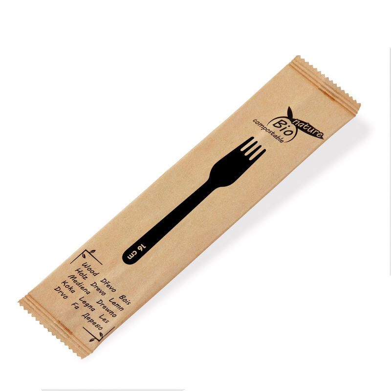 BIO-Nature Holzgabel Gabel aus Holz einzeln hygienisch verpackt 16cm- 100 Stk-
