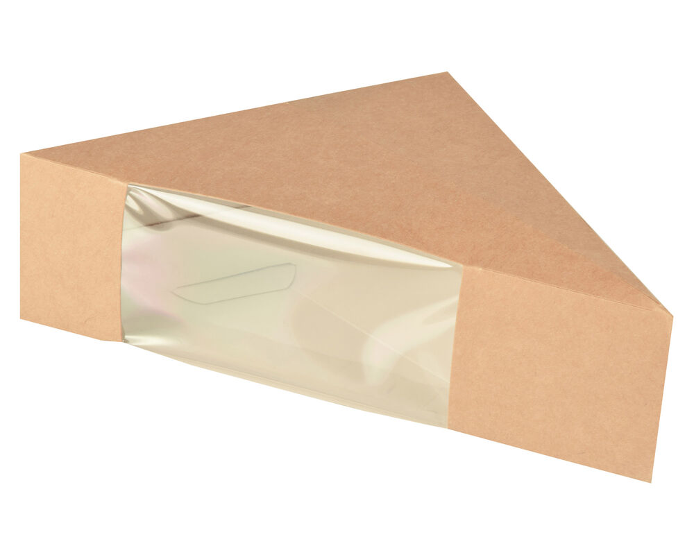 Bio-Sandwichboxen Pappe mit Sichtfenster aus PLA 123x123x52mm braun- 50 Stk-