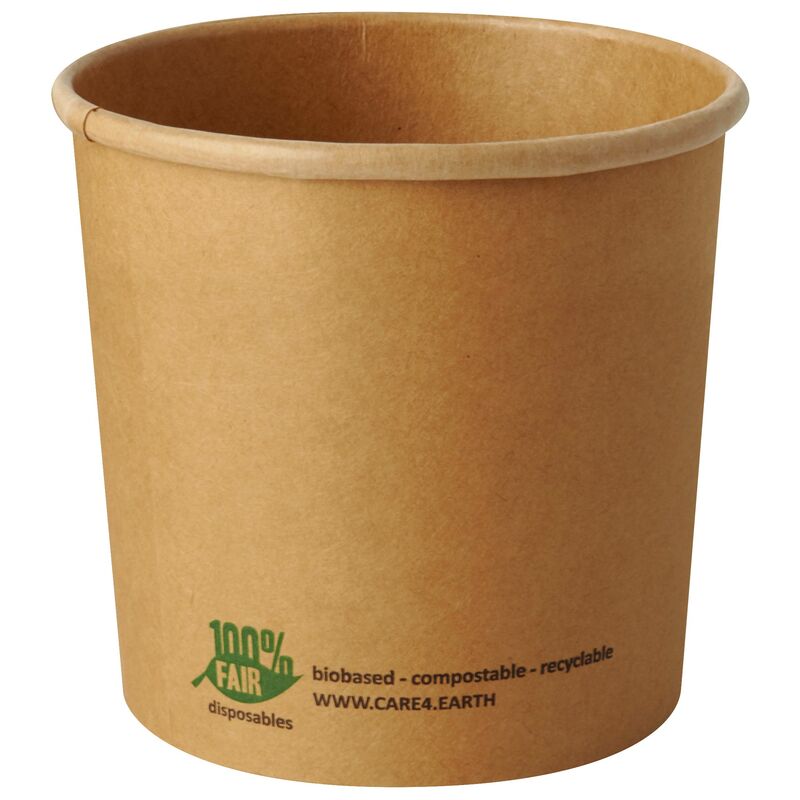 Bio-Suppenbecher aus Pappe rund 760 ml braun biologisch abbaubar- 25 Stk-