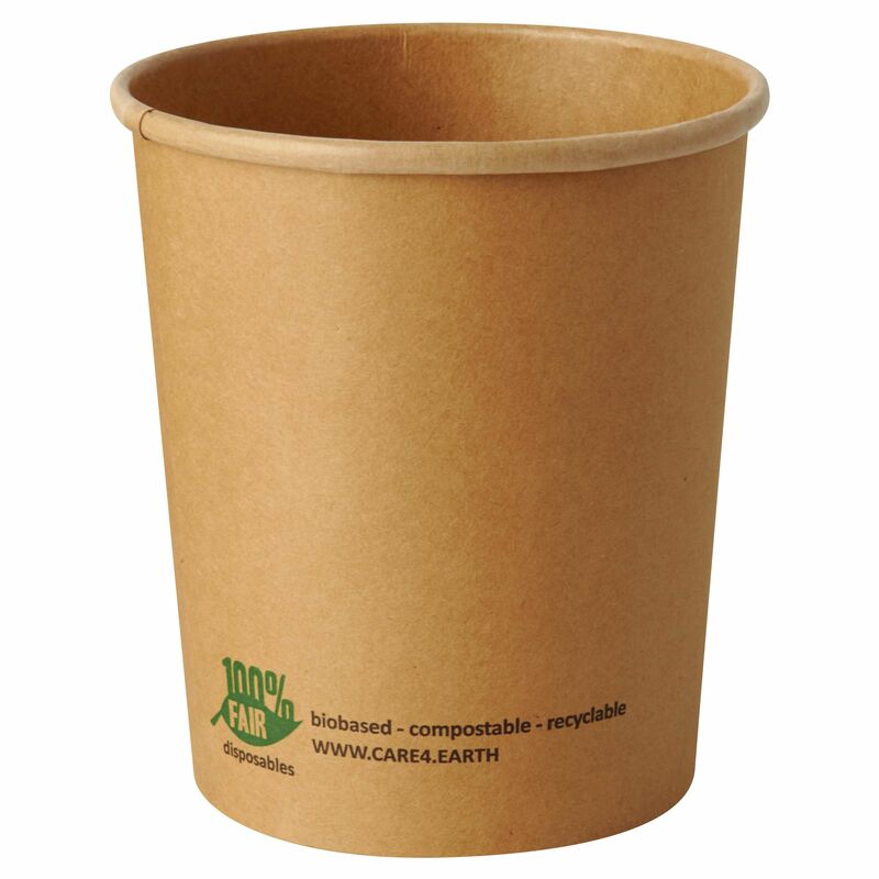 Bio-Suppenbecher Pappe pure rund 940 ml braun biologisch abbaubar- 25 Stk-