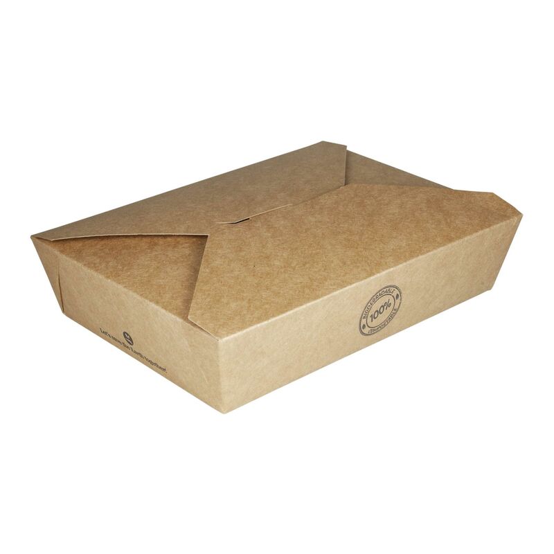 BIO Take-Away Boxen Menboxen ToGo aus Karton- 21-6x16x6-4cm- 25 Stk-