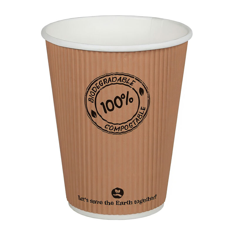 BIO Thermo-Riffelbecher CoffeeToGo PLA bis 100-C - 300ml- O9cm- 25 Stk-