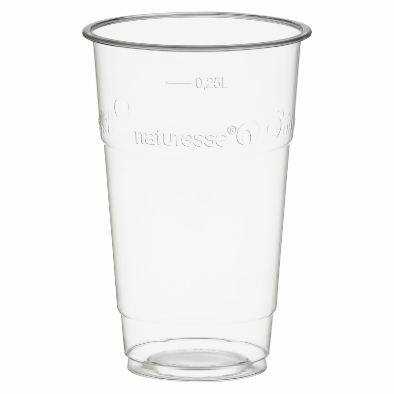 BIO Trinkbecher 250 ml mit Eichstrich O 76 mm Bio-Kunststoff PLA 50 Stk-