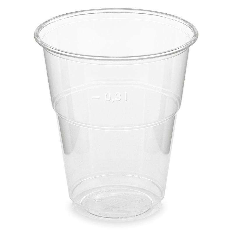 BIO Trinkbecher klar 300 ml 0-3 l Eichstrich Biokunststoff PLA o 95mm 50 Stk-
