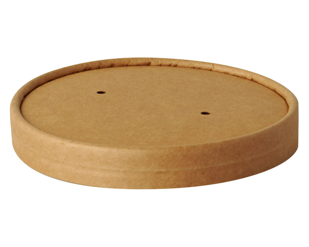 Deckel fr Bio-Suppenbecher Pappe rund O11-5cm braun biologisch abbaubar 25 Stk-