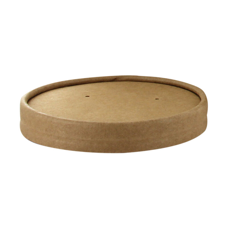 Deckel fr Bio-Suppenbecher Pappe rund O9-8 cm braun biologisch abbaubar 25 Stk-
