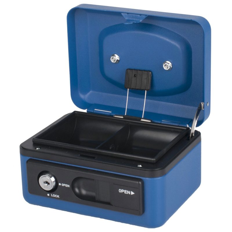 Deluxe Geldkassette mit praktischer Öffnungsfunktion 150mm- blau