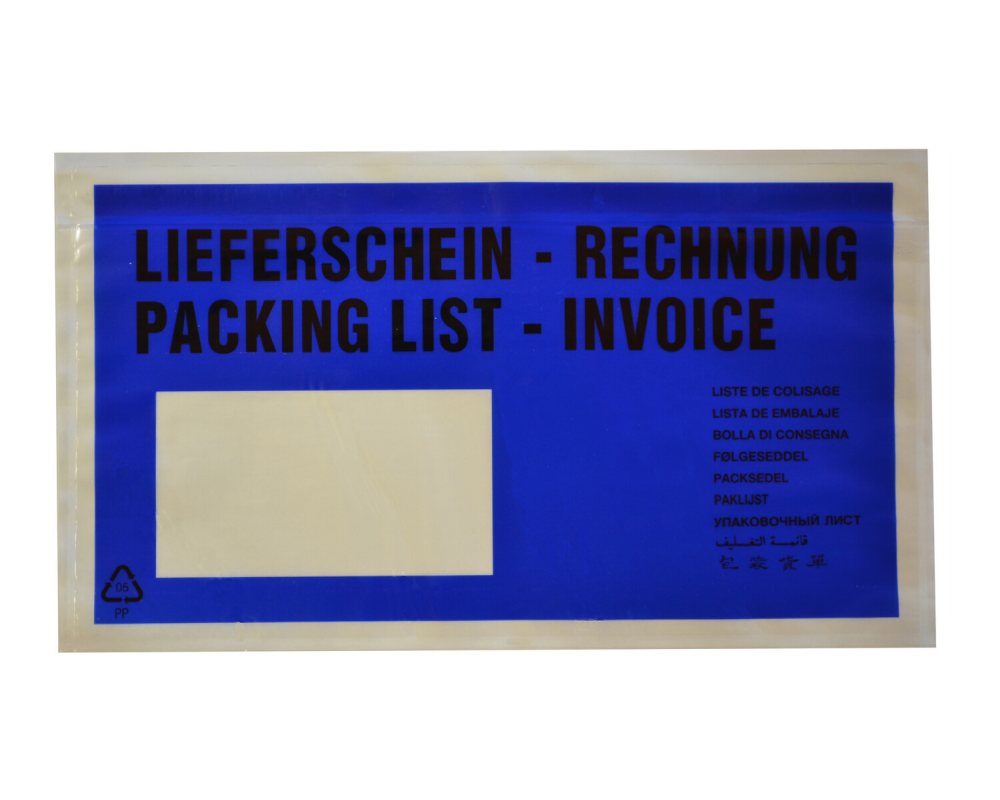 Dokumententaschen -Lieferschein-Rechnung- DIN Lang 235x130mm blau- 1000 Stk-