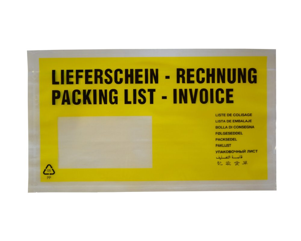 Dokumententaschen -Lieferschein-Rechnung- DIN Lang 235x130mm gelb- 1000 Stk-