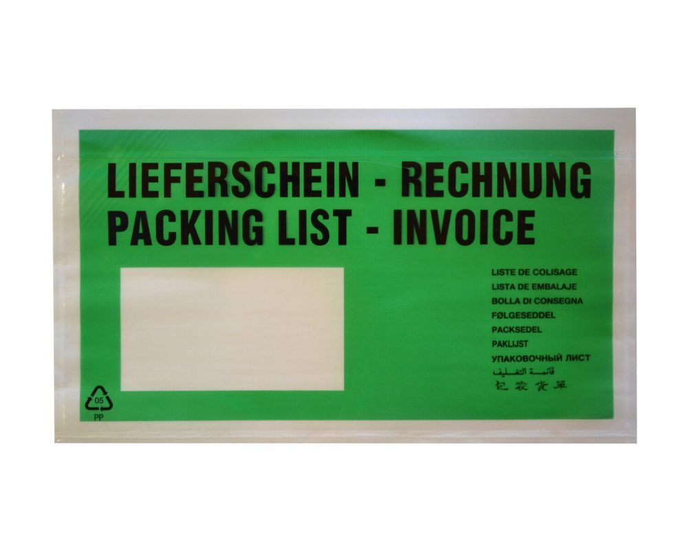 Dokumententaschen -Lieferschein-Rechnung- DIN Lang 235x130mm grün- 1000 Stk-