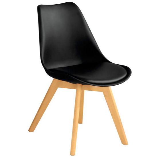 Duck Stuhl – Holzstruktur – Sitzfläche und Rückenlehne – Polypropylen – Kunstlederkissen