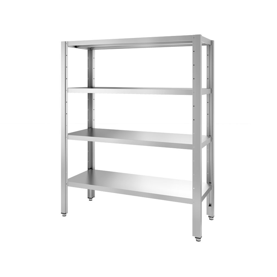 Edelstahlregal (2000 mm x T 400 mm x H 2000 mm)- 4 Ablagen
