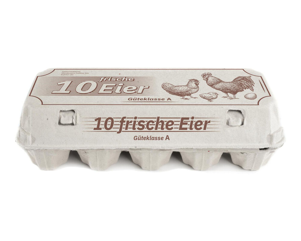 Eierverpackungen fr 10 Eier weiss mit Aufdruck 10 frische Eier- 154 Stk-