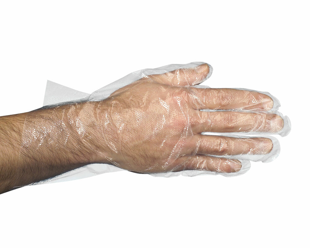 Einweghandschuhe aus PE transparent gehmmert in Spenderkarton Grsse L- 500 Stk-