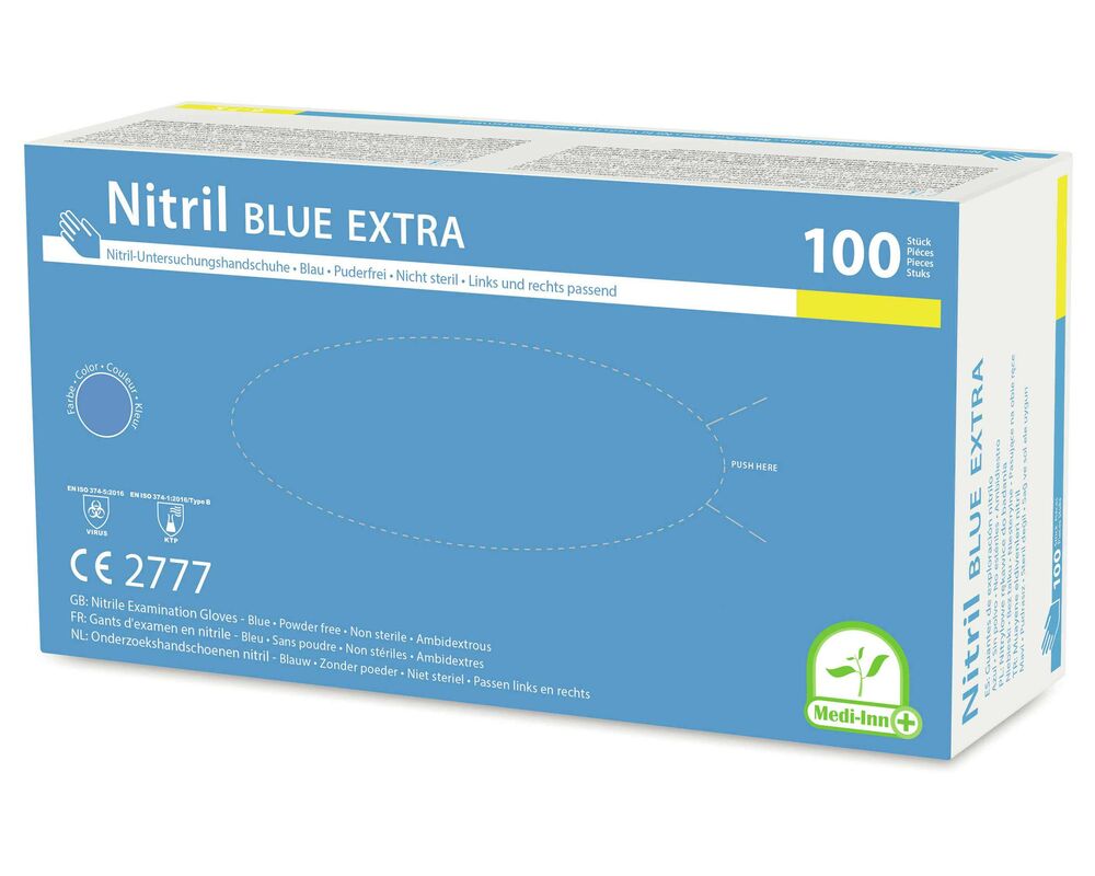 Einweghandschuhe Nitril puderfrei blau EXTRA stabil dick Grsse L- 100 Stk- unter Putzen und Reinigen / Handschuhe