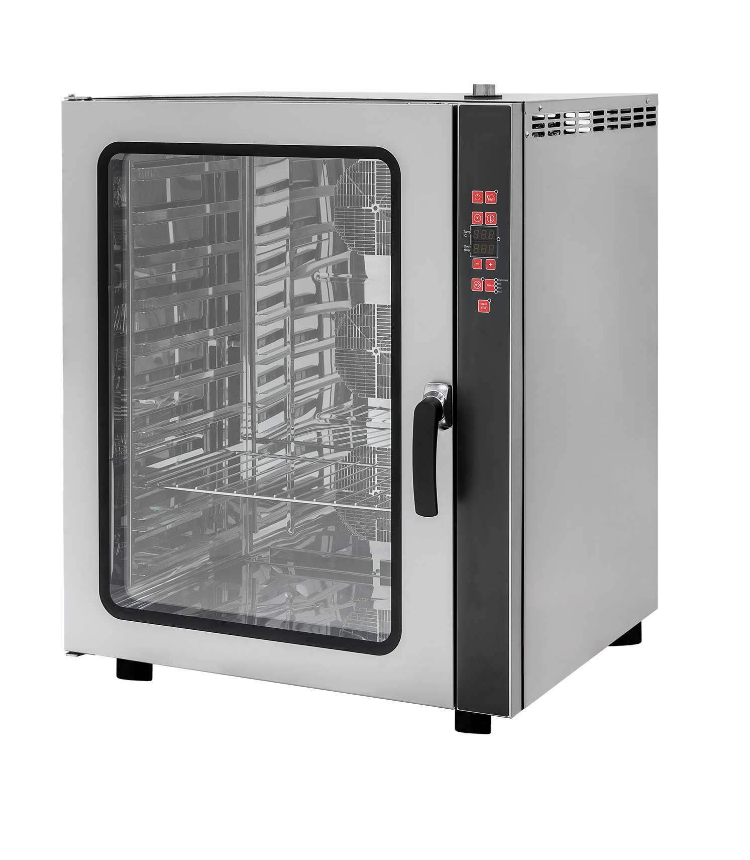 Elektro Heissluftofen  Beschwadungs-Taste  Flgeltr  digitales Bedienfeld  10 Tragroste GN1-1 530x 325 mm