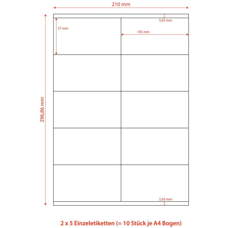 Etiketten Labels selbstklebend weiss 105 x 57mm auf DIN A4- 1000 Stk-