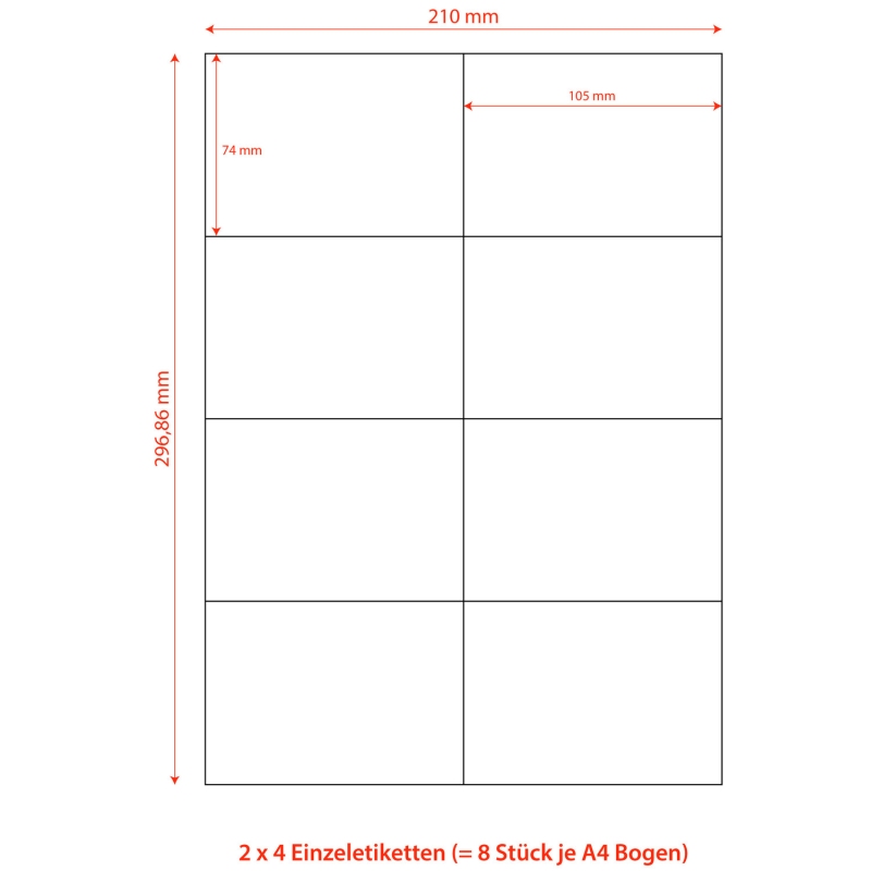 Etiketten Labels selbstklebend weiss 105 x 74mm auf DIN A4- 800 Stk-