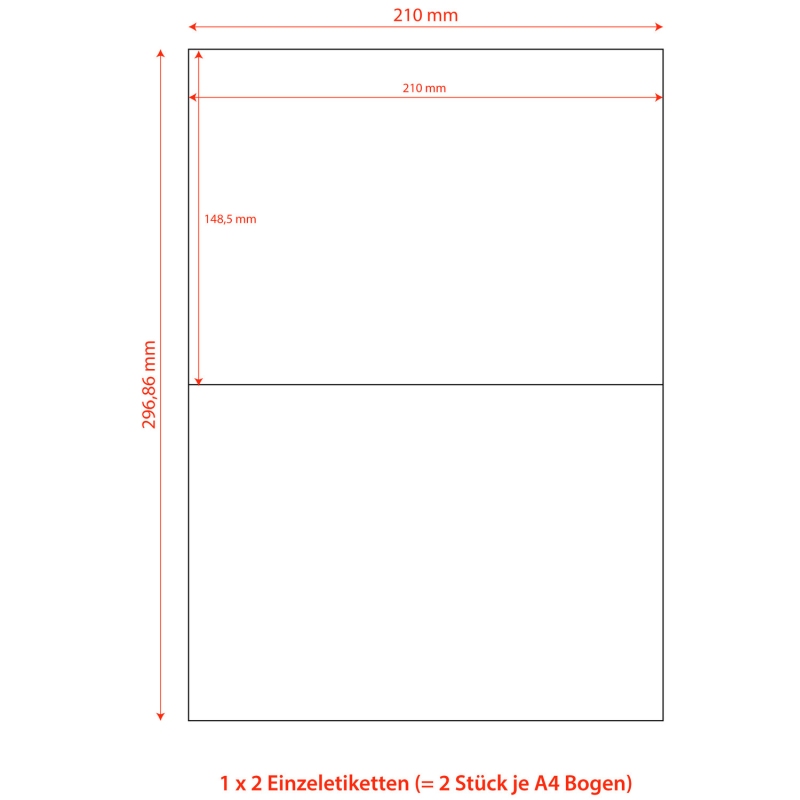 Etiketten Labels selbstklebend weiss 210 x 148-5mm auf DIN A4- 200 Stk-