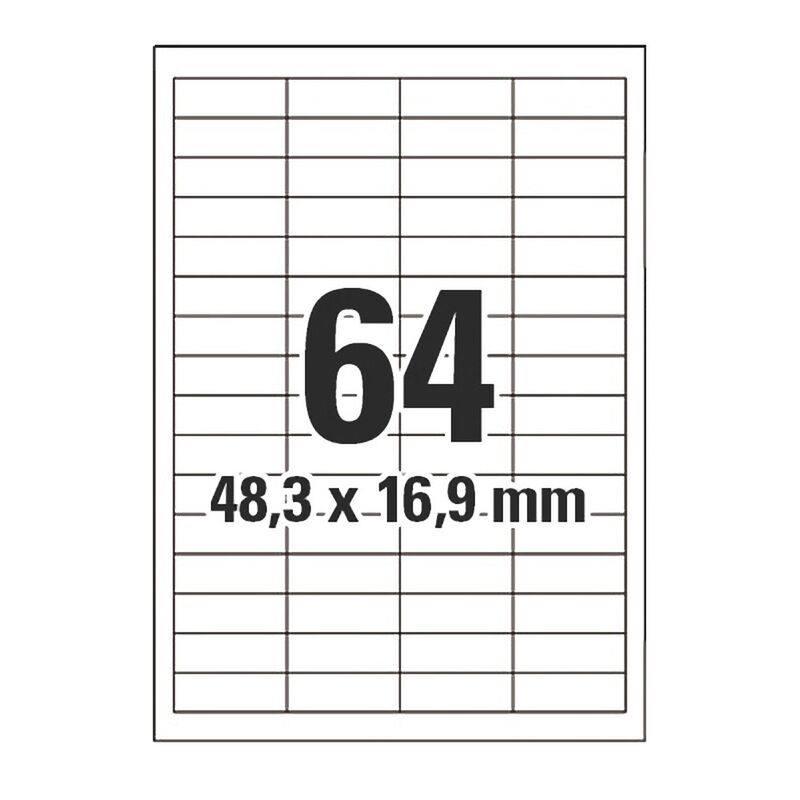 Etiketten Labels selbstklebend weiss 48-3 x 16-9mm auf DIN A4- 6400 Stk-