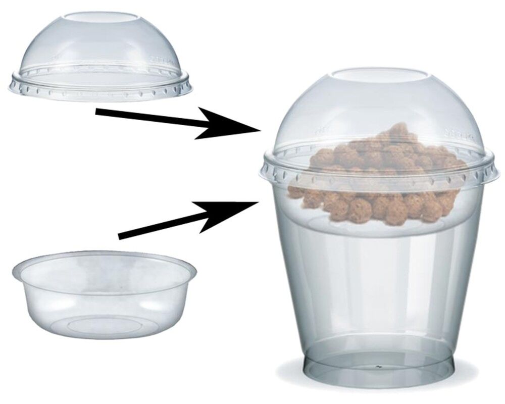 Feinkostbecher fr Salat- Msli- Joghurt mit Einsatz + Deckel 250 ml- 100 Stk-