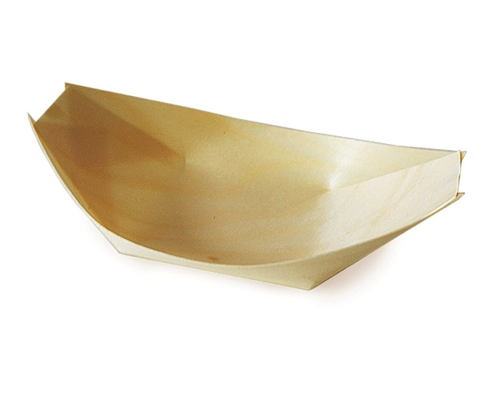 Fingerfood-Schale aus Holz schiffchenfrmig 13 x 8 cm- 100 Stk-