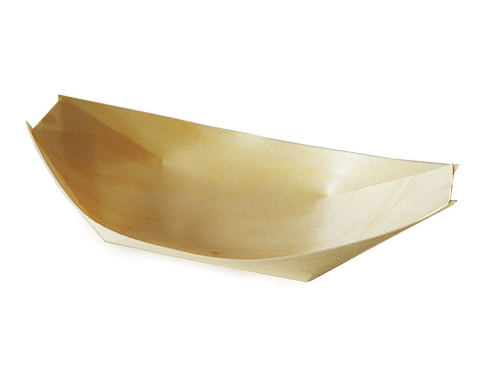 Fingerfood-Schale aus Holz schiffchenfrmig 16-5 x 8-5 cm- 100 Stk-