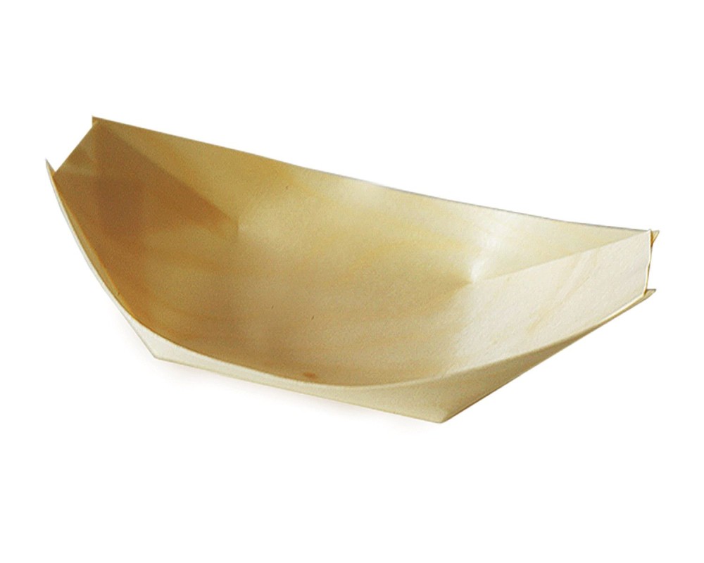 Fingerfood-Schale aus Holz schiffchenfrmig 21-5 x 11 cm- 100 Stk-