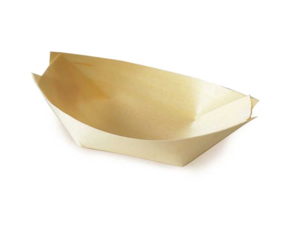 Fingerfood-Schale aus Holz schiffchenfrmig 8 x 5-5 cm- 100 Stk-