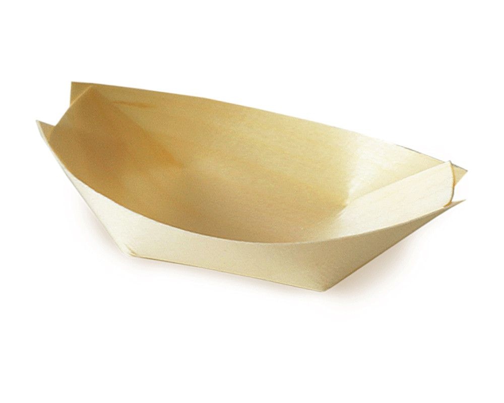 Fingerfood-Schale aus Holz schiffchenfrmig 9 x 6 cm- 100 Stk-