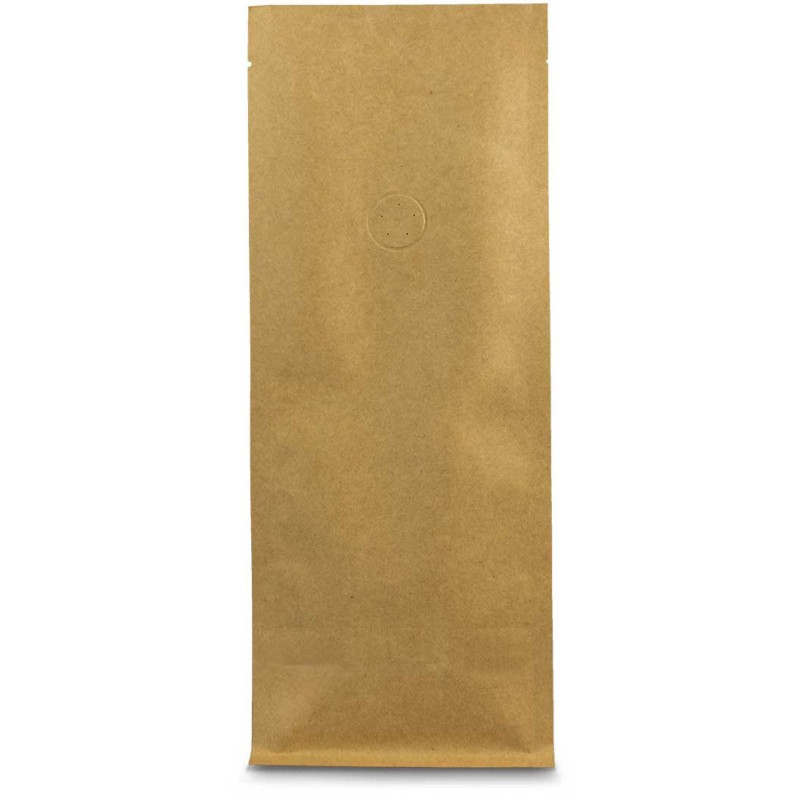 Flachbodenbeutel Kraftpapier braun mit Aromaschutzventil 95x230x70mm- 500 Stk- unter Beutel / Flachbodenbeutel