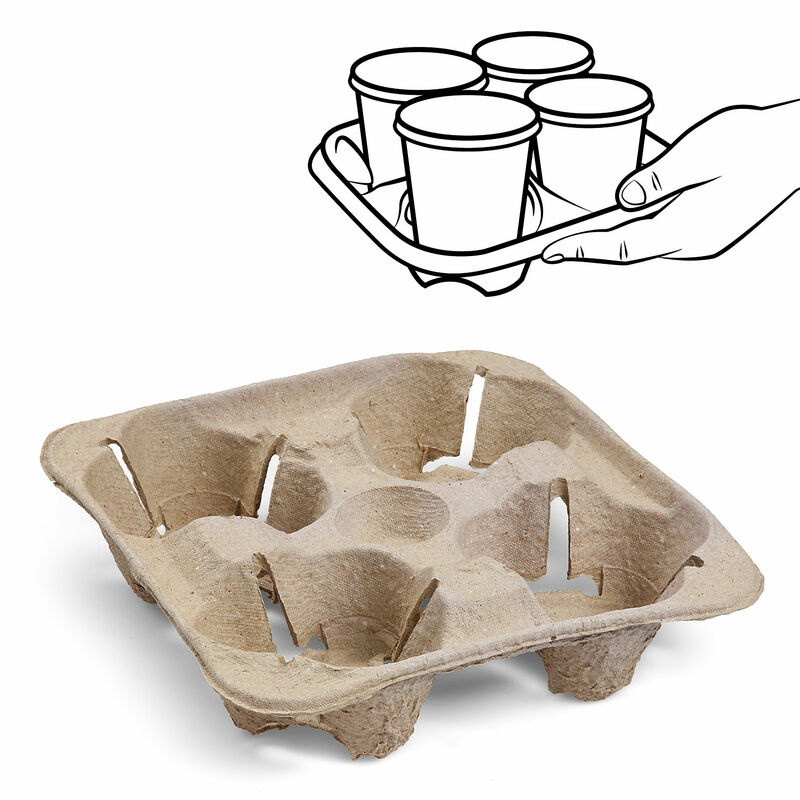 Getrnkehalter Tragetablett Becherhalter 4 Becher Coffee to Go 21x21cm- 30 Stk-