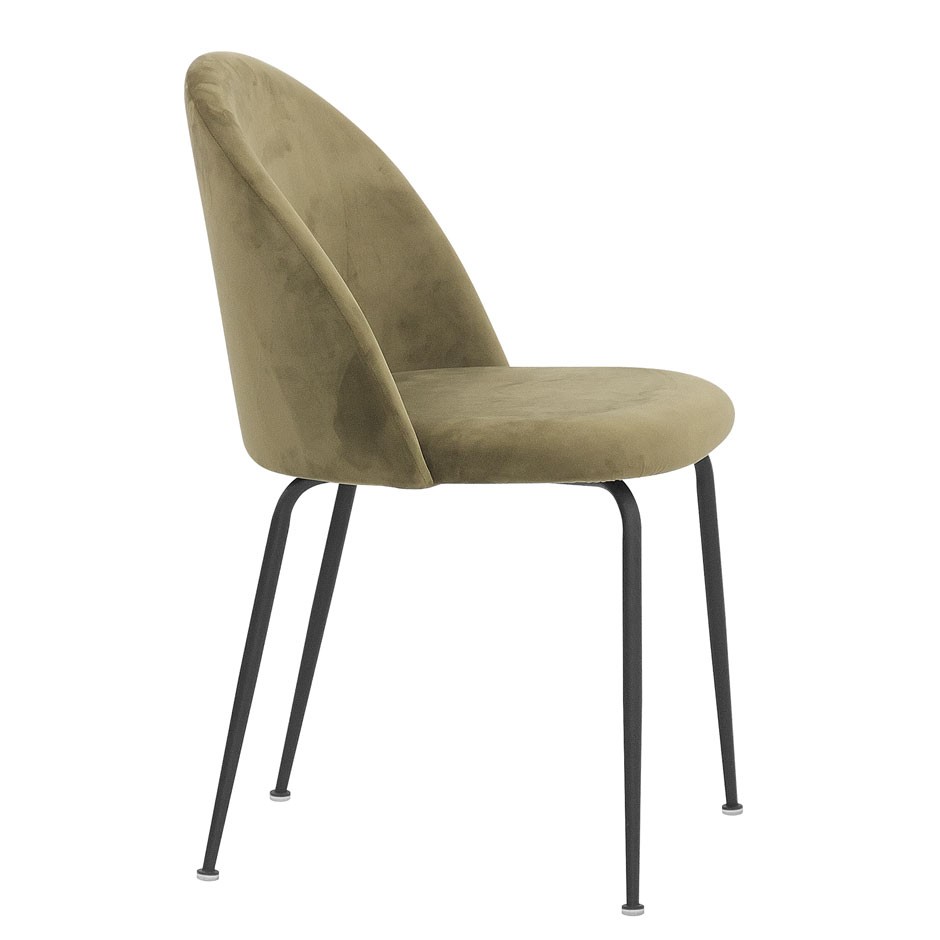 Glamm-Stuhl mit lackiertem Metallgestell und Samtbezug