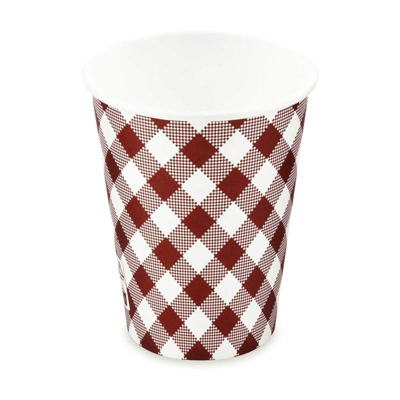 Heiss- und Kaltgetrnkebecher Pappbecher Karo 420ml- O 90mm- 50 Stk-
