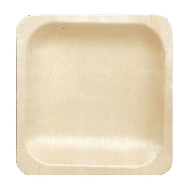 Holzteller Einwegteller aus Pappelholz quadratisch 14-5x14-5cm FSCR- 25 Stk-
