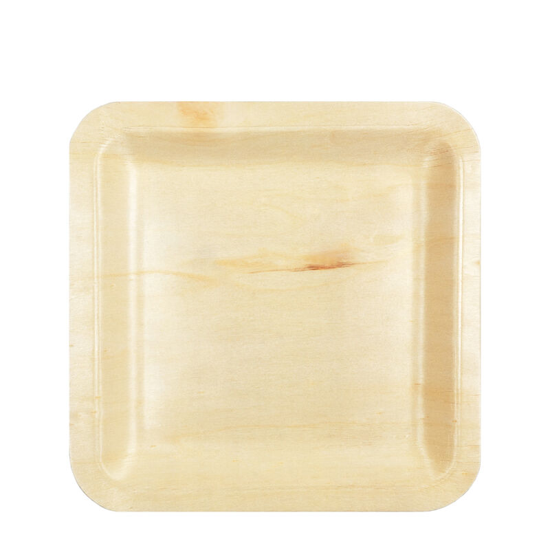 Holzteller Einwegteller aus Pappelholz quadratisch 21x21cm nachhaltig- 25 Stk-