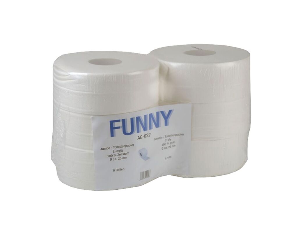 Jumbo Toilettenpapier Jumborollen 2-lagig- 100- Zellstoff hochweiss- 6 Stk-