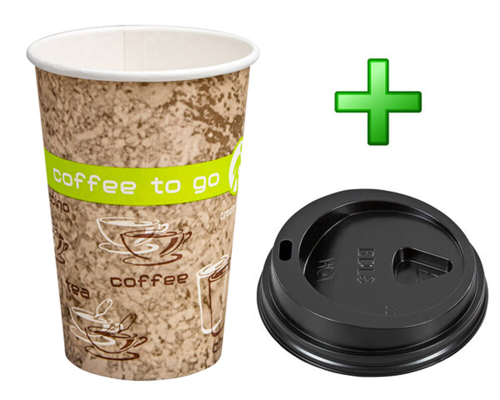 Kaffeebecher Coffee ToGo COFFEE DREAMS mit Deckel schwarz 10oz- 250 ml- 100 Stk-